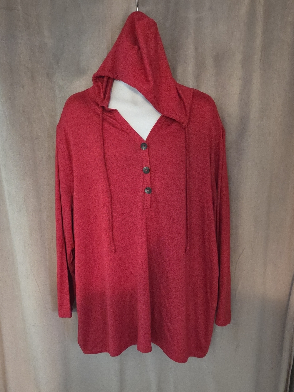 Women's 2X (Oversized) Red Hooded Thin Pullover Sweater